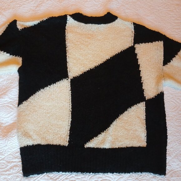 TOPSHOP 80s Retro Big Black White Cozy Soft Sweater - Picture 4 of 4